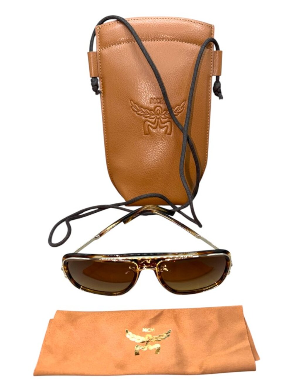 MCM WORLDWIDE SUNGLASSES - MODEL #MW0017-H (PLUS MCM LEATHER CROSSBODY BAG/CASE)